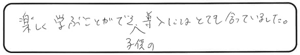 楽しく学ぶことができ、子供の導入にはとても合っていました。